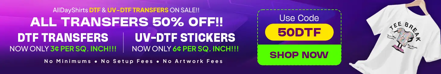 AllDayShirts DTF Transfers Banner