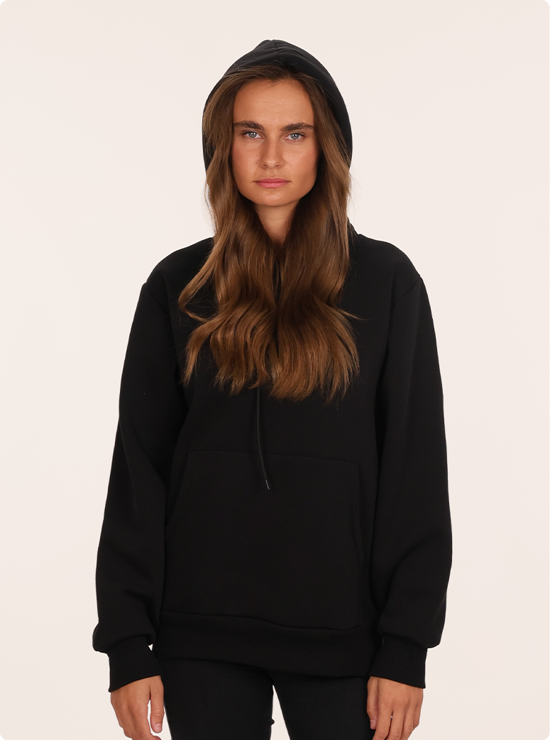 Madeline wear a Milano Hoodie