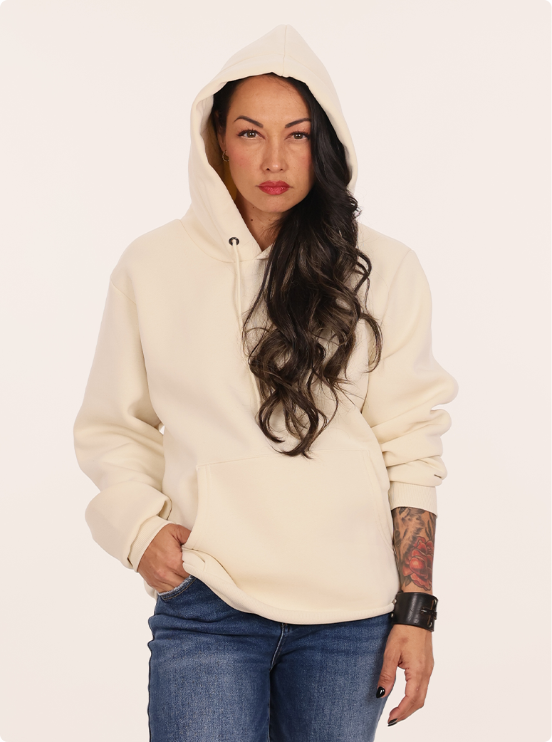 Tamie wear a Milano Hoodie